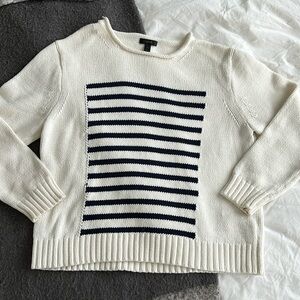 j crew white & blue navy striped sweater